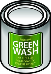 Concept: a can of green washing paint for unethical businesses.