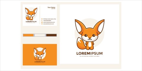 Cute fox logo and business card