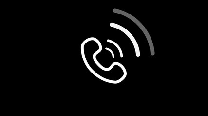 Obraz premium Telephone signal icon at black background.