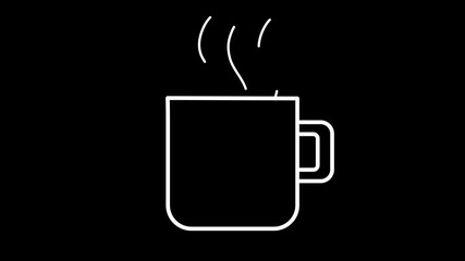 Coffee cup icon over black background illustration.