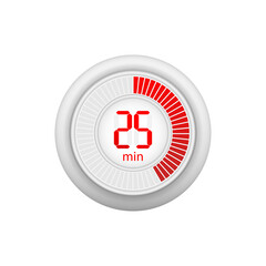 Fototapeta premium Icon of a timer with 25 minutes on the white background. Vector illustration.