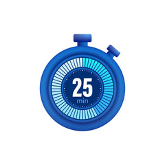 Icon of a timer with 25 minutes on the white background. Vector illustration.