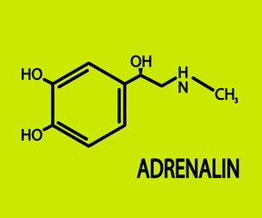 Chemical formula of adrenaline. Symbol. Vector illustration.