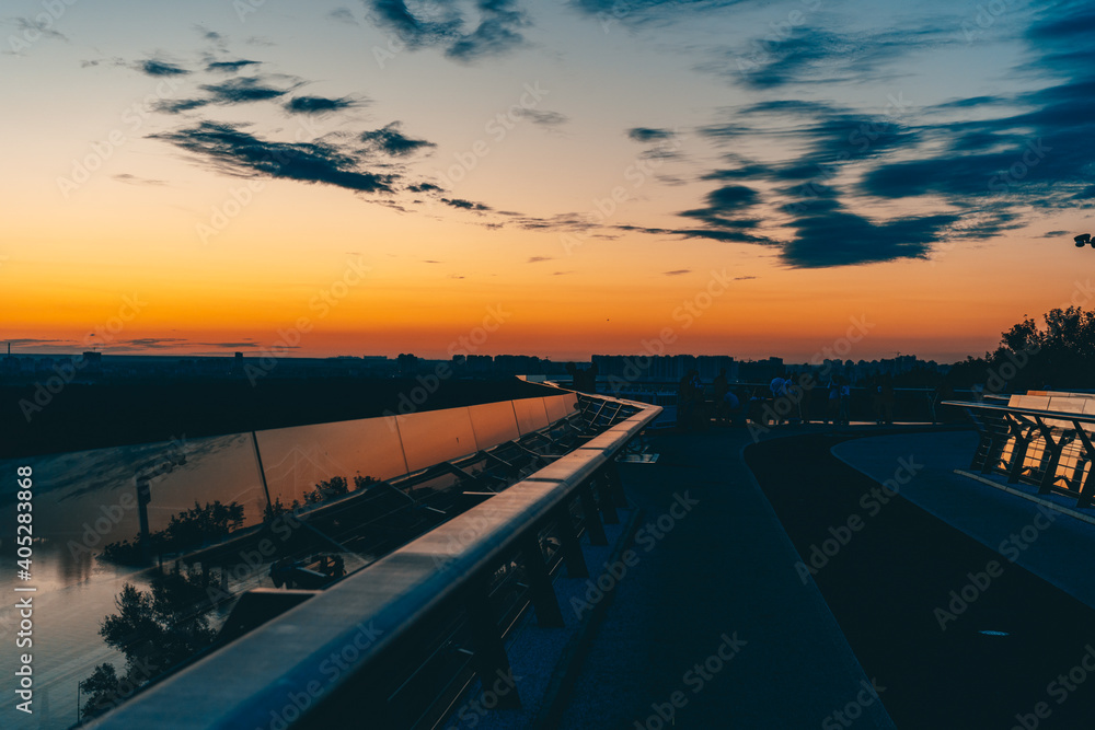 Wall mural sunset over the city