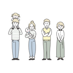 家族が並んでいるイラスト