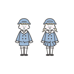 幼稚園児が並んでいるイラスト