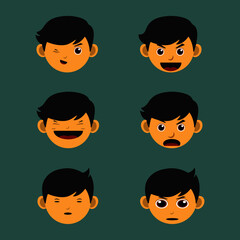 set of funny cartoon faces