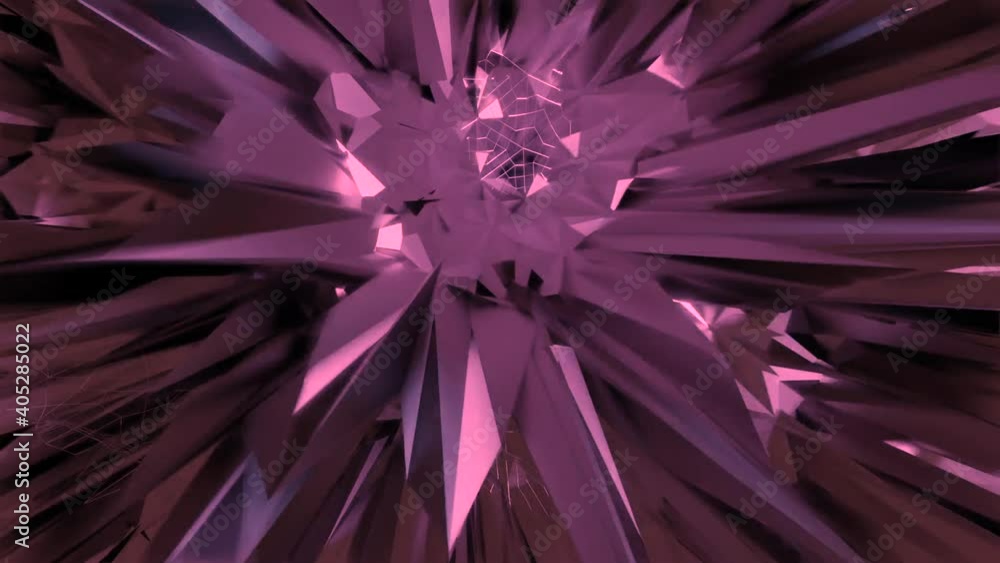 Poster pink infinite loop simple background animation ,diamond abstract holographic shape .
