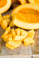 ripe orange pumpkin cut into pieces