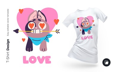 Funny cat character. Print for clothes, posters or souvenirs. Vector