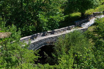 View of the traditional stone Bridge of Chaliki in Thessaly, Greece