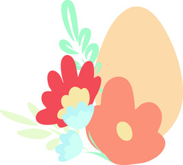 Happy Easter vector illustrations . chicken with eggs icons decorated with flowers on a white background . Chicken in the nest on a white background