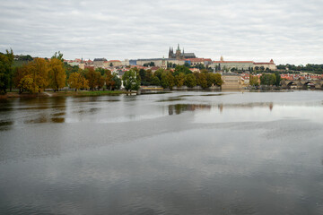Obraz premium Prague, Czech Republic - September 15, 2015: Vltava river in Prague. Vltava is the longest river within the Czech Republic.