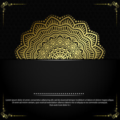 Luxury gold mandala ornate background for wedding invitation, book cover with mandala element style premium vector