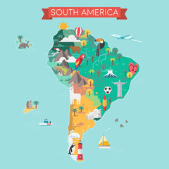 South America tourist map.