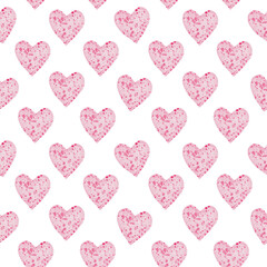 Fototapeta na wymiar watercolor seamless pattern with painted watercolor hearts