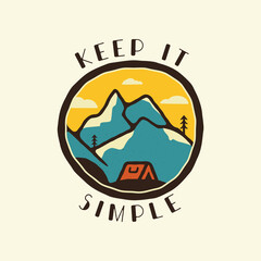 Keep it simple sticker design. Travel hand drawn logo emblem. State park label isolated. Stock vector graphics