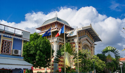 Martinique, the picturesque Schoelcher library of Fort de France in West Indies