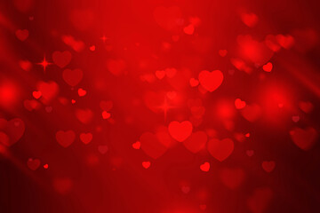 red heart shape abstract bokeh background for Valentine.