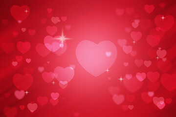 red and pink  heart shape abstract bokeh background for Valentine.