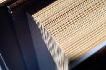 view of the pages of a closed book. close-up.
