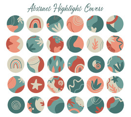 set of abstract highlight covers for social media, stickers, icons, prints, etc. 