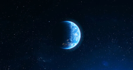 Beautiful planet Earth from space. 4K rotating animation. Clip contains space, planet, galaxy, stars, cosmos, sea, earth, globe. 3D Render animation. Images from NASA