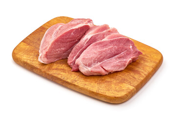 Raw pork meat, isolated on white background