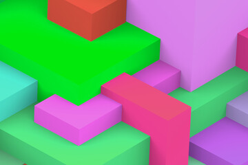 Obraz premium Abstract geometric cubic colorful background. isometric 3d render.