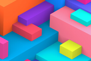 Obraz premium Abstract geometric cubic colorful background. isometric 3d render.