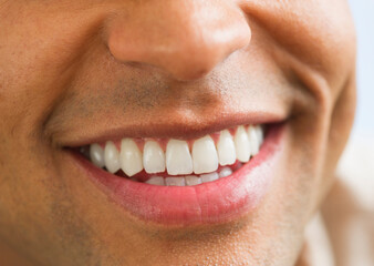 Close-up of man's perfect teeth