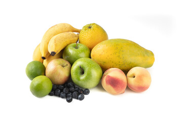 Group of fruits isolated over white background