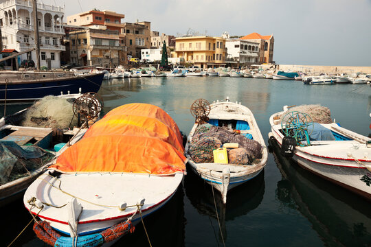 Small boats moored in local harbour