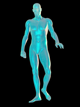 Digitally generated image of walking male representation