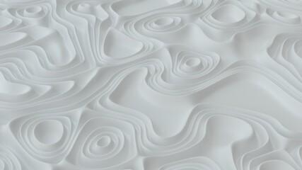 Abstract minimalistic background with white noise wave field. Detailed displaced surface. Modern background template for documents, reports and presentations. Sci-Fi Futuristic. 3d rendering