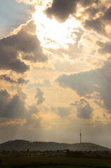 Sunset over Avala mountain near Belgrade