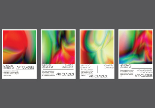 Flyer Layout with Bright Holographic Gradient Picture
