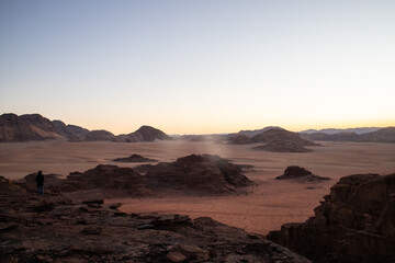 sunset in the desert's mountains