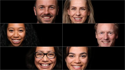 Group of beautiful people in front of a black background