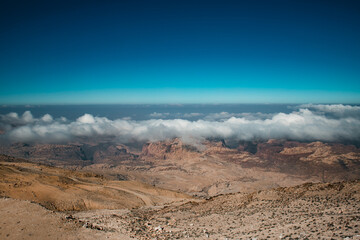 landscape of the mountains in desert with clouds