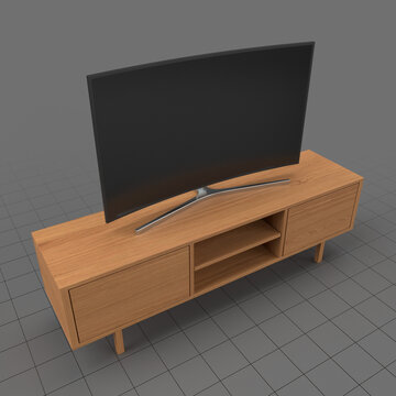 TV on cabinet