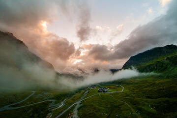 amazing clouds during sunset in the mountains (Montafon, Vorarlberg, Austria)