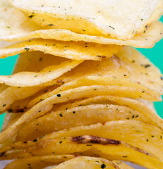 thin potato chips, closeup