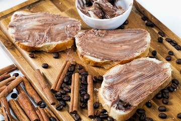 delicious chocolate butter and white bread