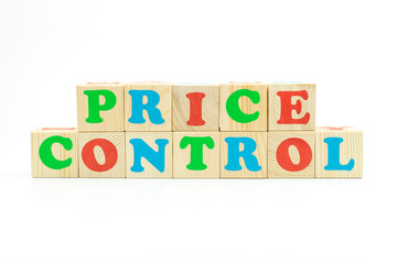 word price controlmade of colored cubes on white background