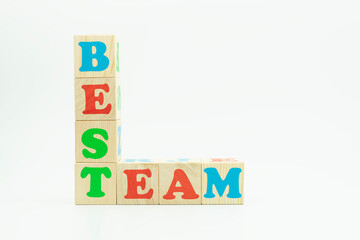 word best team made of colored cubes on white background