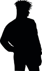Dreadlocks hairstyle, afro hair and beard.Black Men African American, African profile picture silhouette. Man from the side with afroharren.	