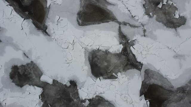 vue a&eacute;rienne des glaces sur la mer