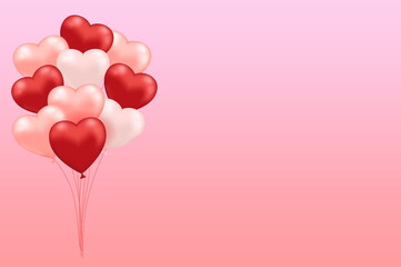 Valentine's Day background with heart balloons and pink color