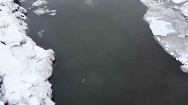 vue a&eacute;rienne des glaces sur la mer